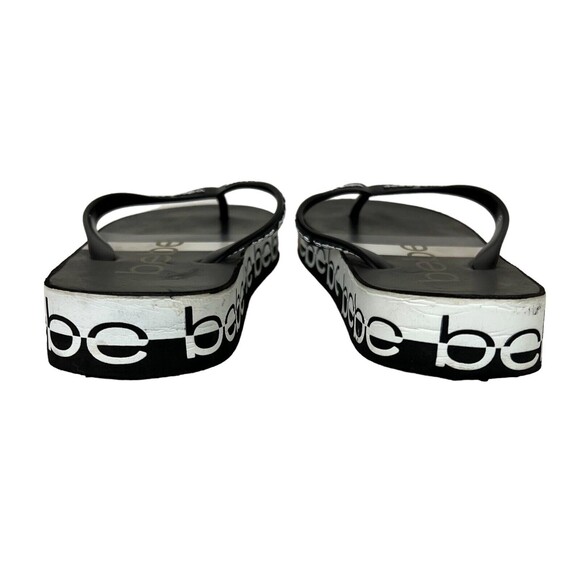 Bebe Logo Flip Flop  Womens Size 10  Flatform Black & White Thong Sandals - Picture 5 of 12